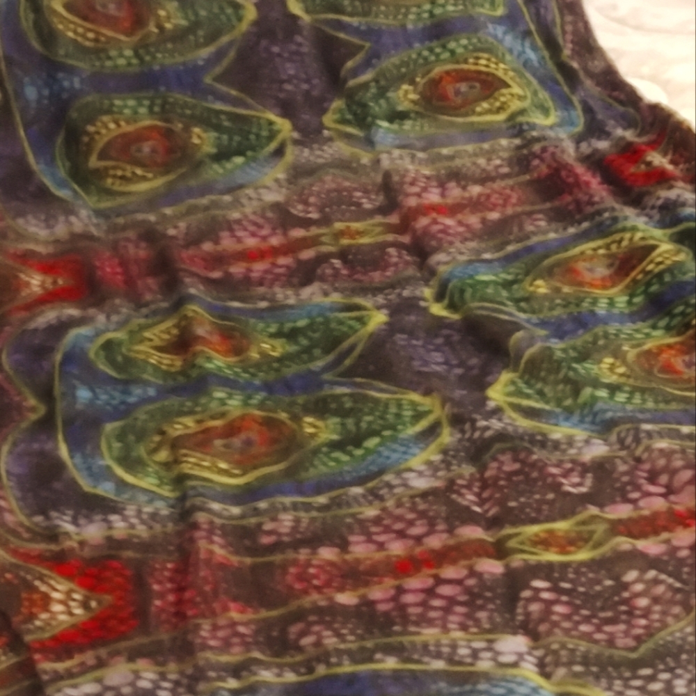 Vida Artist Collection Scarf Winter Scene & Contemporary Geometric in box nwot
